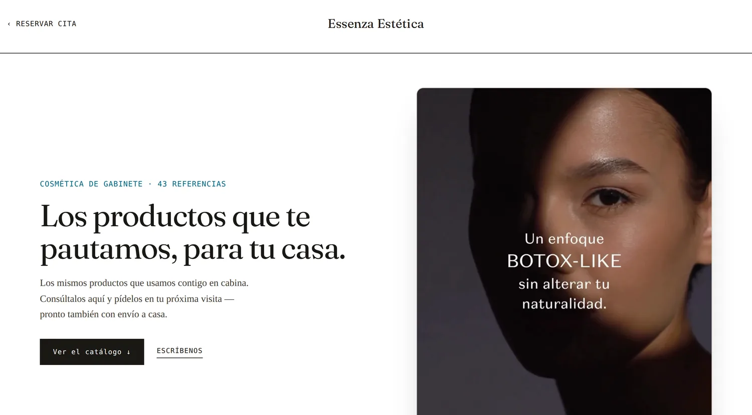 Tienda online de un centro con titular, foto y catálogo de productos